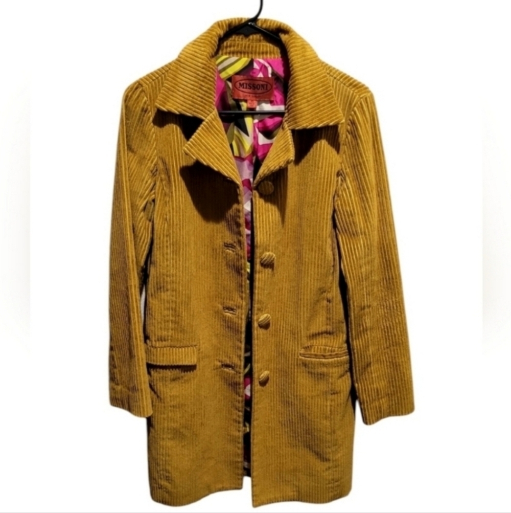 MISSONI FOR TARGET Mustartd Button Front Corduroy Coat Size XS